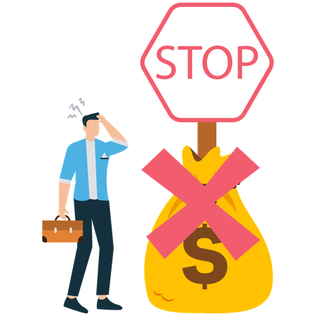Businessman working on financial prohibition  Illustration