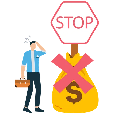 Businessman working on financial prohibition  Illustration
