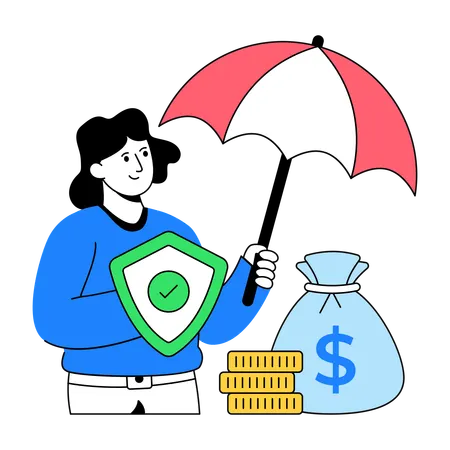 Businessman Working On Financial Security  Illustration