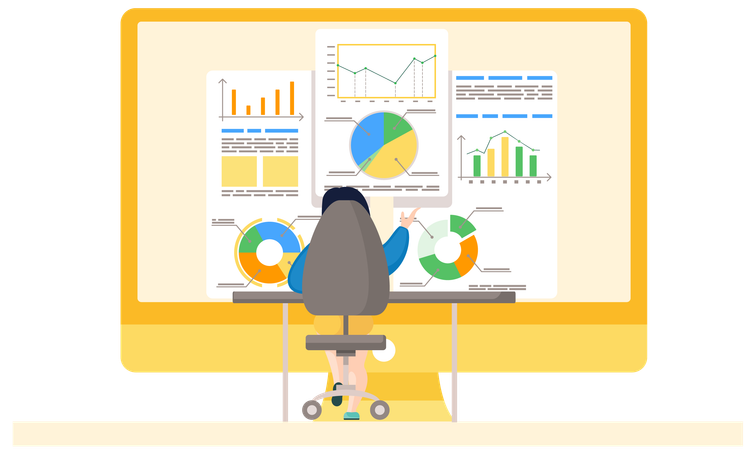Businessman working on financial statistics  Illustration