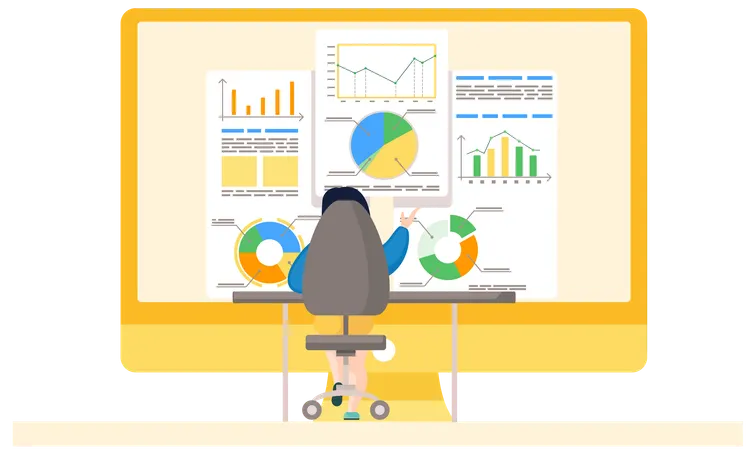 Businessman working on financial statistics  Illustration