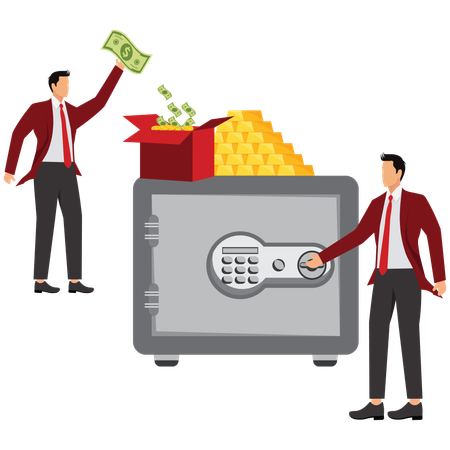 Businessman working on financial storage  Illustration