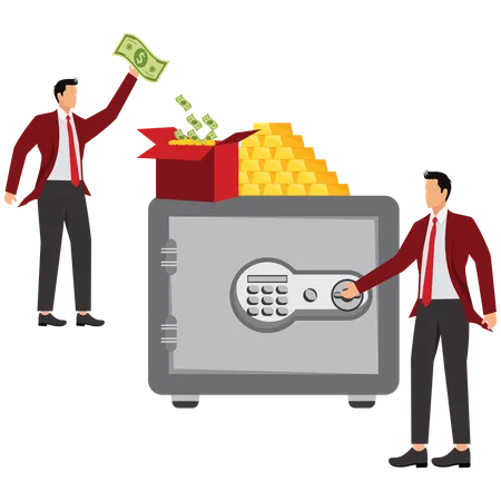 Businessman working on financial storage  Illustration