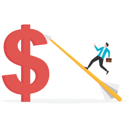 Businessman working on financial target  Illustration