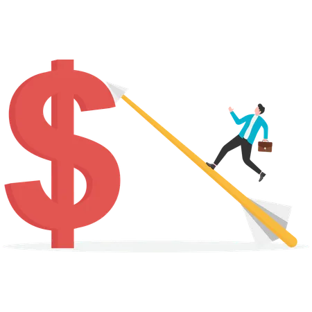 Businessman working on financial target  Illustration