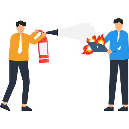 Businessman working on Fire Safety  Illustration