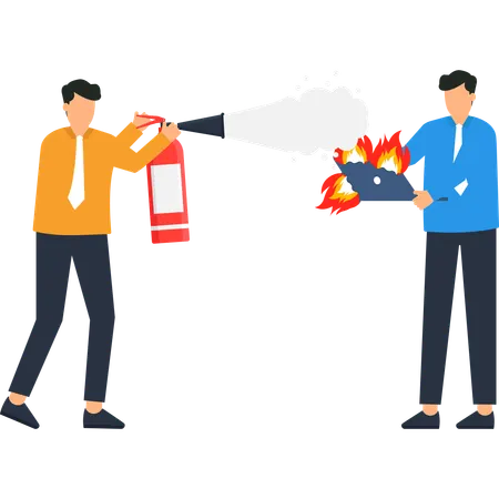 Businessman working on Fire Safety  Illustration