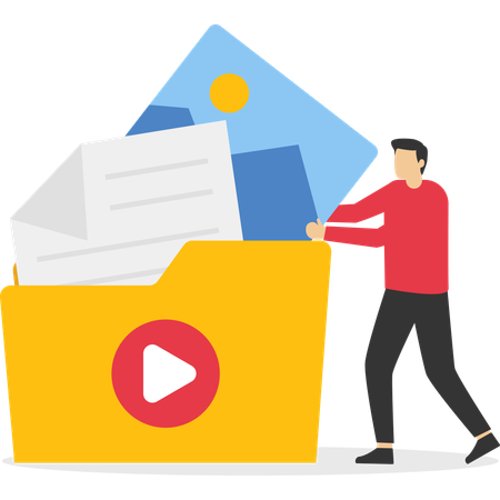 Businessman working on folder management  Illustration