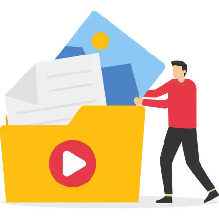 Businessman working on folder management  Illustration