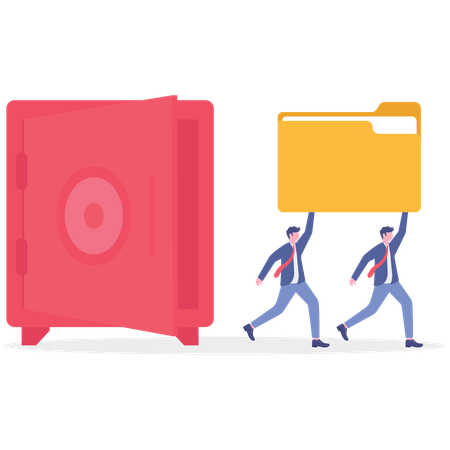 Businessman working on folder security  Illustration