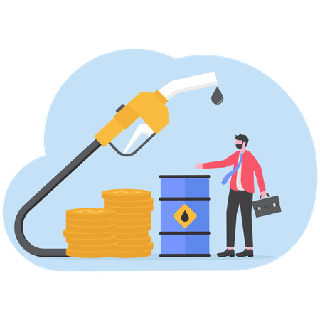 Businessman working on fuel price hike  Illustration