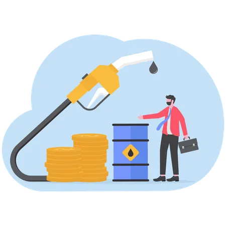 Businessman working on fuel price hike  Illustration