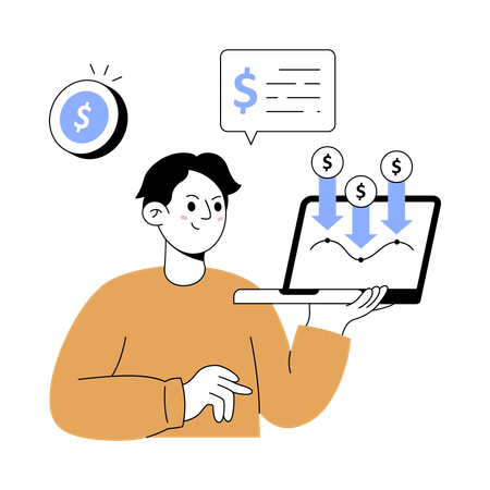 Businessman working on funding acquisition  Illustration