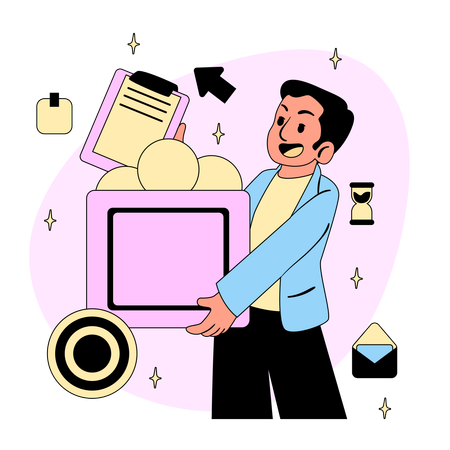Businessman working on funding and investment  Illustration