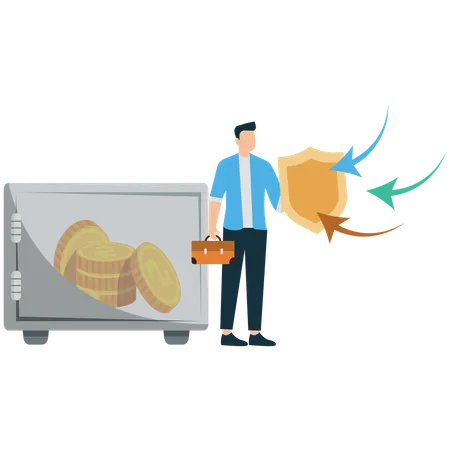 Businessman working on future proof wealth management  Illustration