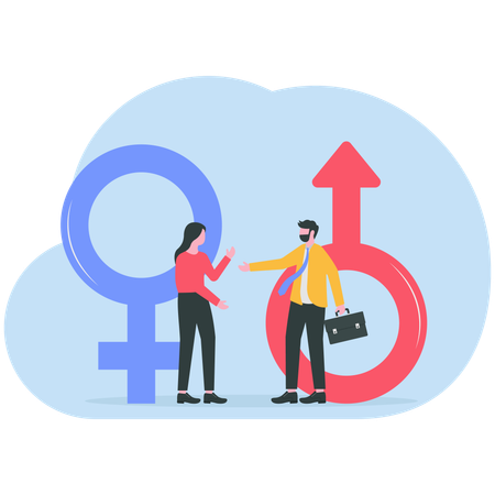 Businessman working on gender equality  Illustration