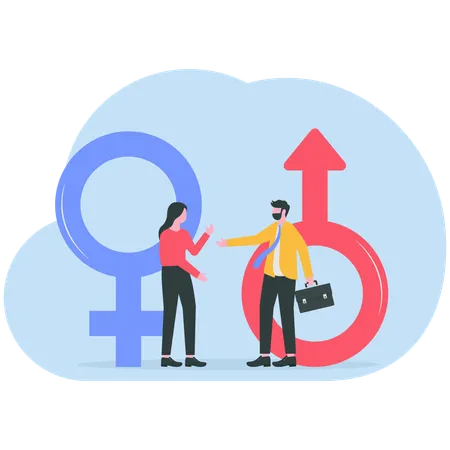 Businessman working on gender equality  Illustration