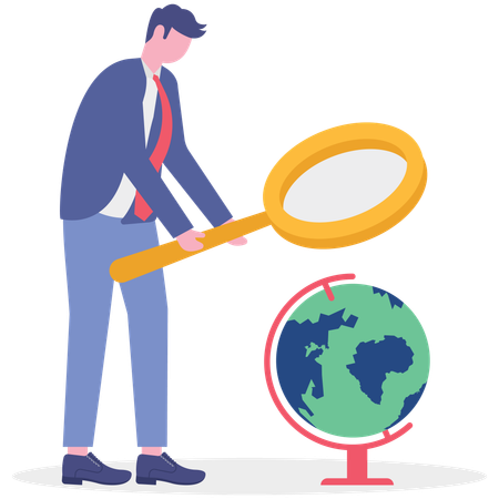 Businessman working on global analysis  Illustration
