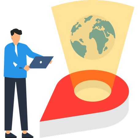 Businessman working on Global Business Expansion  Illustration