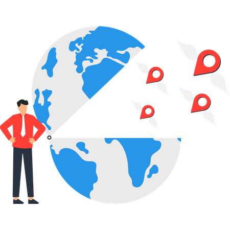 Businessman working on global business expansion  Illustration