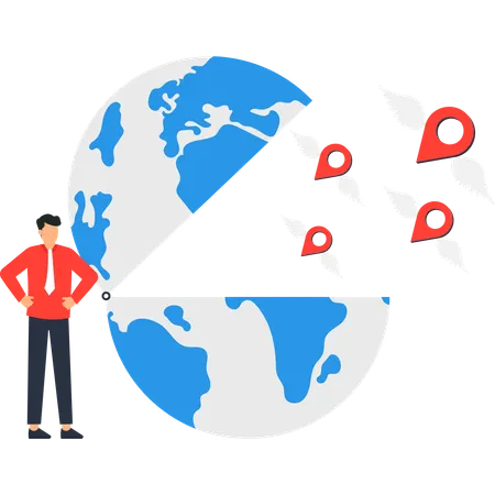 Businessman working on global business expansion  Illustration