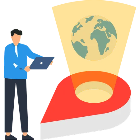 Businessman working on Global Business Expansion  Illustration