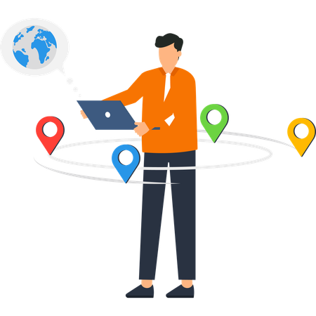 Businessman working on Global Business Expansion  Illustration