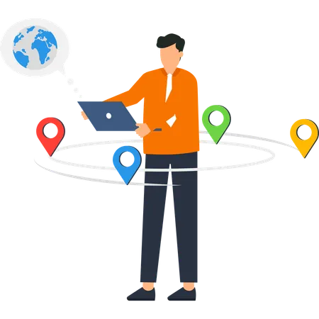 Businessman working on Global Business Expansion  Illustration