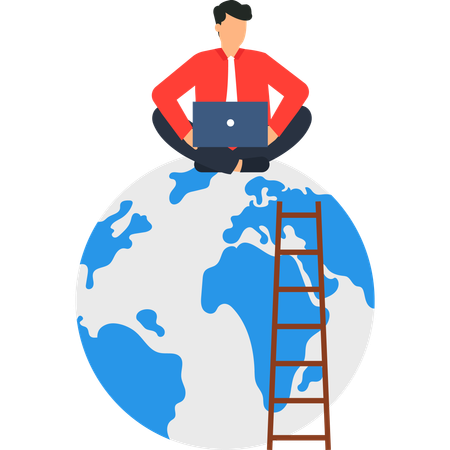 Businessman working on global business expansion  Illustration