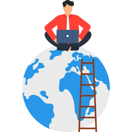 Businessman working on global business expansion  Illustration
