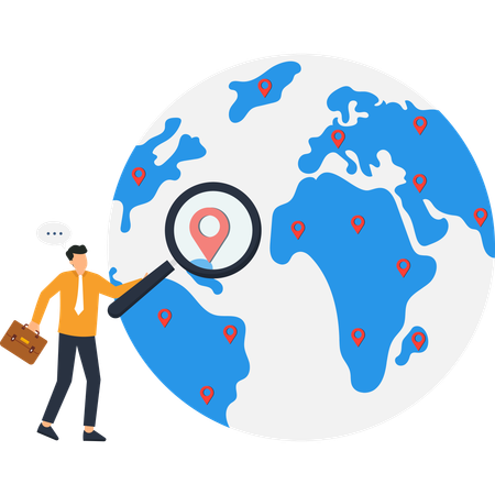 Businessman working on Global Business Expansion Strategy  Illustration