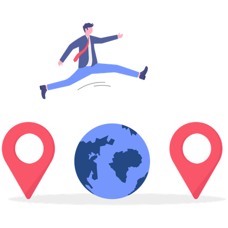 Businessman working on global business  Illustration