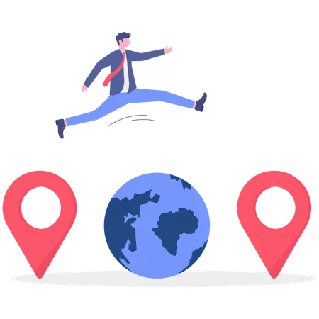 Businessman working on global business  Illustration