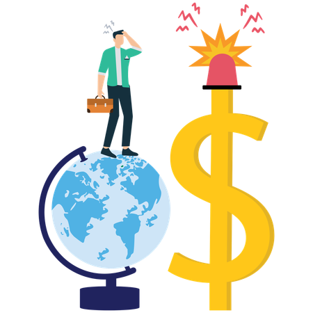 Businessman working on global business monitoring  Illustration