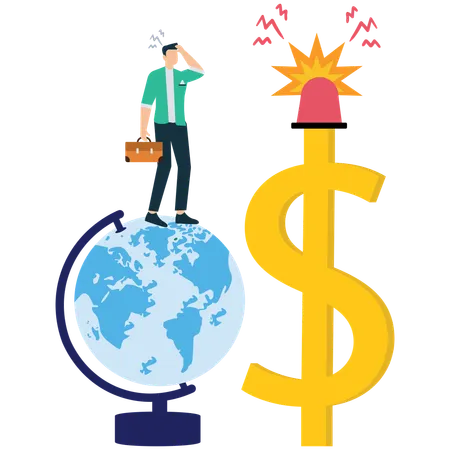 Businessman working on global business monitoring  Illustration