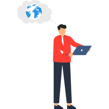 Businessman working on Global Business Strategy  Illustration