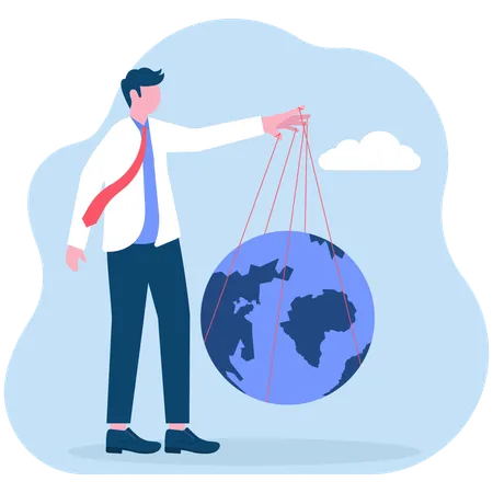 Businessman working on global development  Illustration