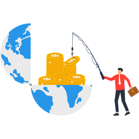 Businessman working on global investment  Illustration
