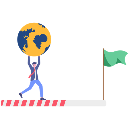Businessman working on global progress  Illustration