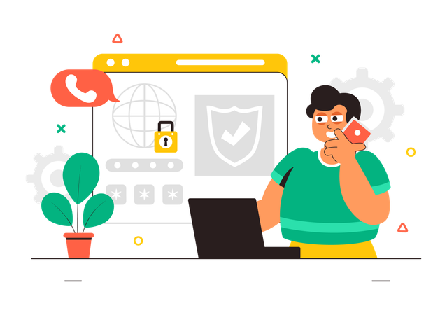 Businessman working on global security  Illustration