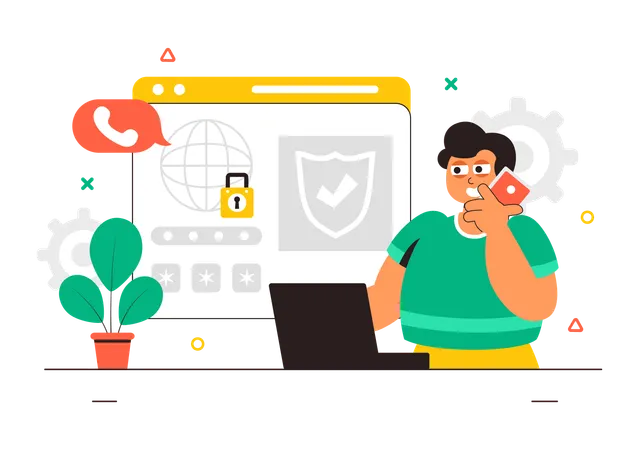 Businessman working on global security  Illustration