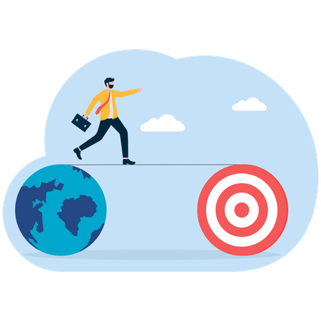 Businessman working on global target  Illustration