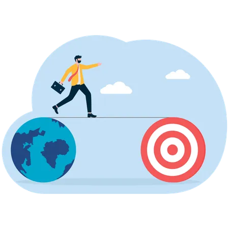 Businessman working on global target  Illustration