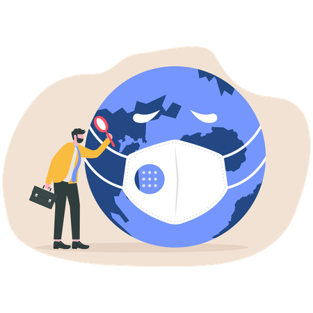 Businessman working on global virus  Illustration