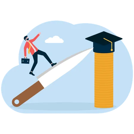 Businessman working on graduation risk  Illustration