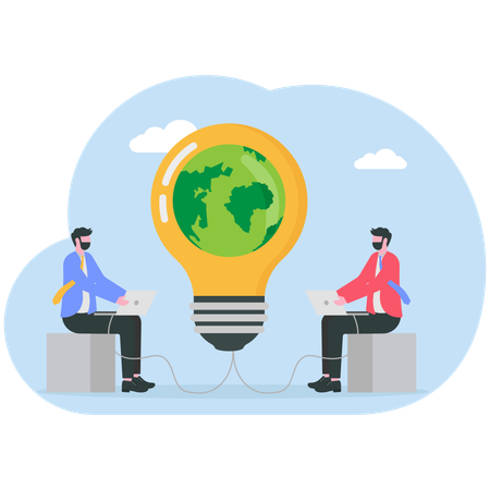 Businessman working on green energy  Illustration