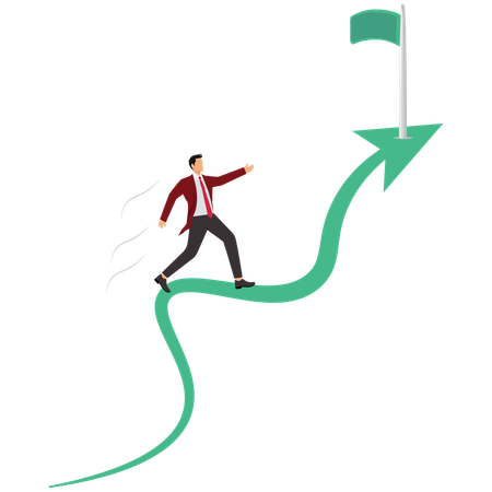 Businessman working on growth arrow  Illustration