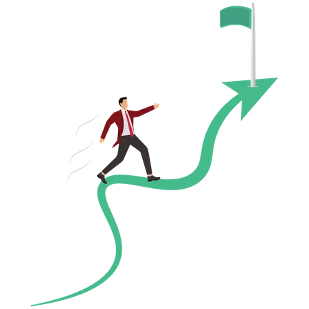 Businessman working on growth arrow  Illustration