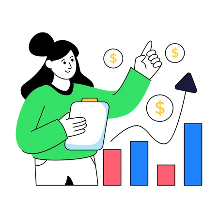 Businessman Working On Growth Chart  Illustration