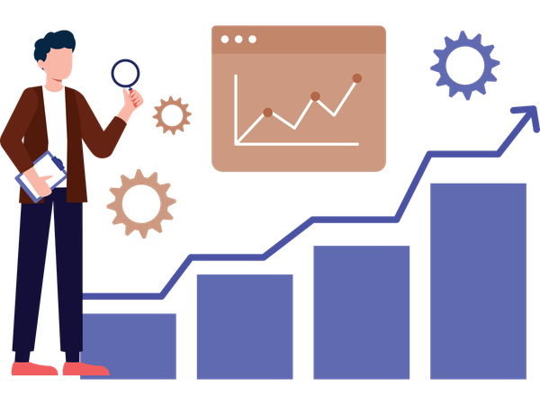 Businessman working on growth chart  Illustration